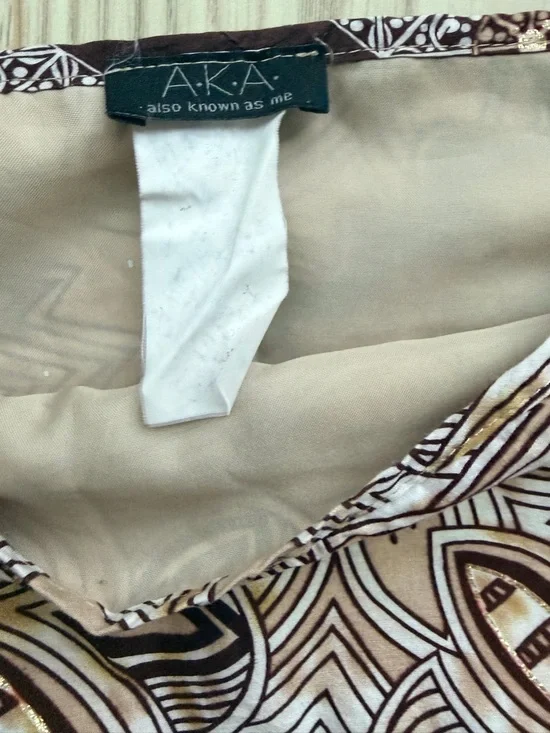 3/$20 A.K.A. Low Rise Boho Knee Length Skirt Brown Patterned Size Small - Picture 2 of 4